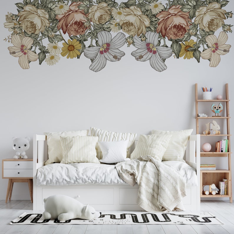 Flower Wall Decal Floral Wall Decal Flower Wall Decals Etsy