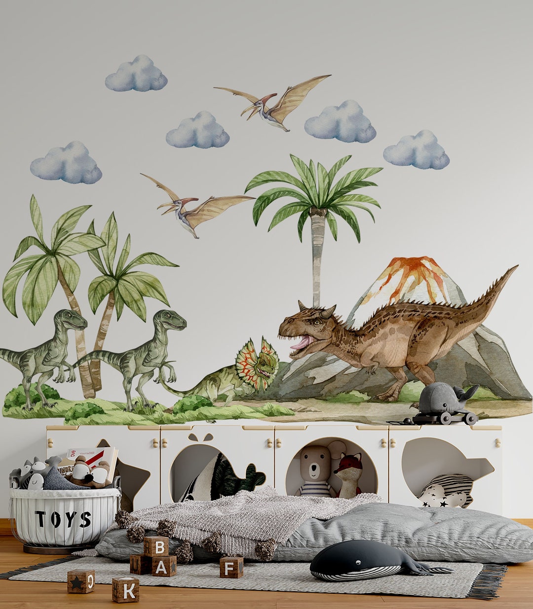 Dinosaur Wall Decal Big Set, Boy Nursery Decor, Jurassic in Boy Room ...
