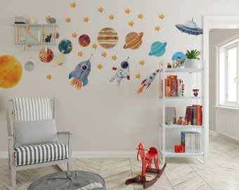 space wall decal for kinderkamer Space Wall Decal space thema kinderkamer muurstickers ruimte muurstickers Kinderkamer stickers, Planeet stickers