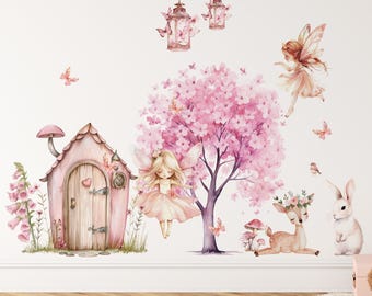 fairy wall stickers, fairy wall decal, girls room decor, fairy decor, girls room wall decals, nursery wall decor,