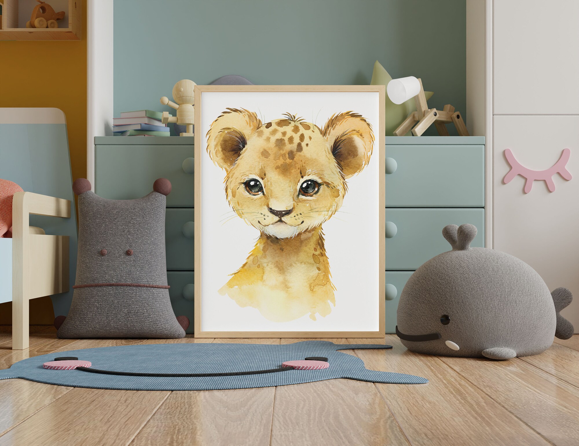Lion SAFARI poster, forest nursery animals poster