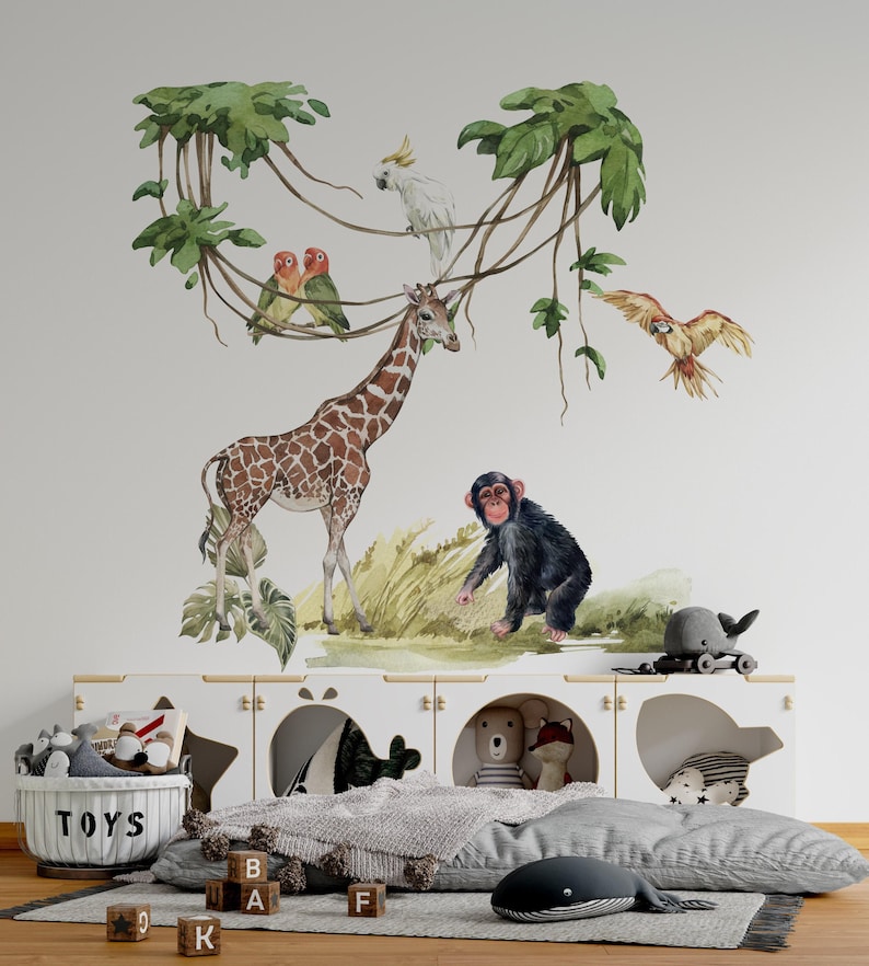 safari nursery decor, safari wall stickers, safari wall decal, safari decal, jungle wall stickers, wall decal kids, giraffe wall decal image 6