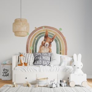 Squirrel Wall decal for kids,  big set forest animals, rainbow wall sticker, woodland decals, nursery wallsticker,