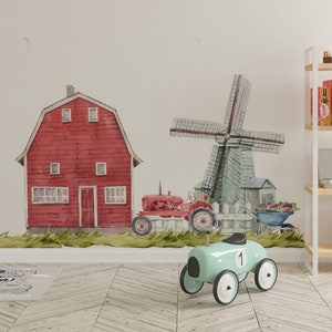 farm nursery decor, farm wall decals, nursery wall decals, farm animal nursery, tractor wall decals, barn wall decal,