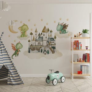 baby dragon nursery decals, Baby Room Wall, dragon nursery, cute dragon decal, wall decal kids, Kids Wall Stickers, Nursey Wall Sticker