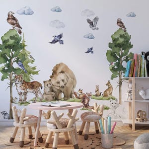 woodland wall decals, forest animals wall stickers, nursery wall decoration, kids room wall stickers