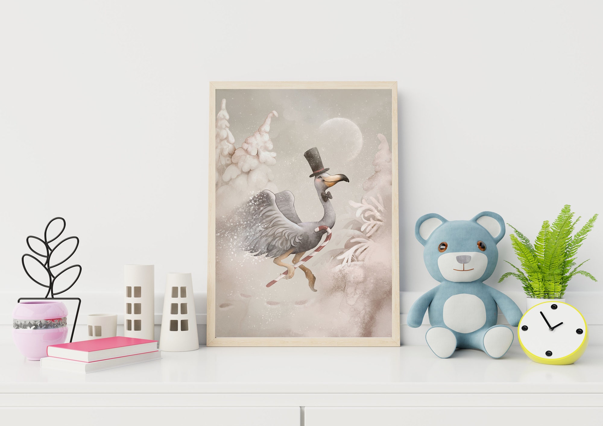 Swan Nursery decor poster, Swan watercolor poster