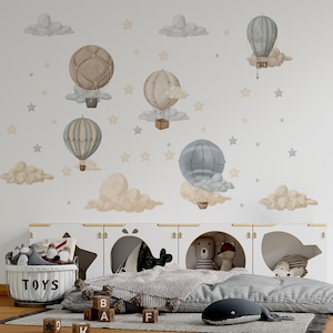 Air balloon sticker for Nursery / nursery wall decals / Hot Air Balloon decals / Moon and stars wall decals