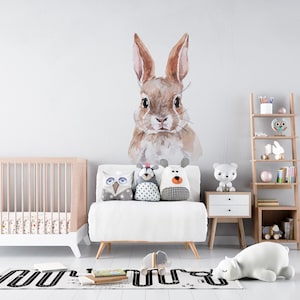 bunny wall decal, kids wall stickers, rabbit wall stickers, forest nursery decal, wall art kids, forest decal