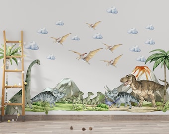 Naklejki ścienne z dinozaurami, naklejka ścienna z dinozaurem, naklejki ścienne z dinozaurami do pokoju chłopca, naklejki z dinozaurami, sztuka ścienna z dinozaurami, naklejka ścienna dla dzieci,
