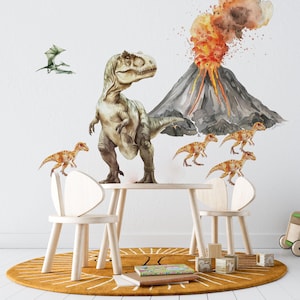 dinosaur wall decals, T rex wall stickers, teenager dino wall decals, boys room decals
