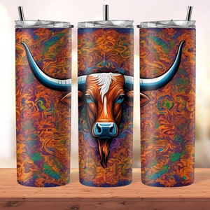 Diseño de sublimación para vaso Texas Longhorn (PNG)