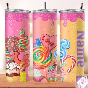 Candy Personalizado 20 oz vaso delgado diseño de sublimación descarga de archivo digital personalizado Plantilla de envoltura