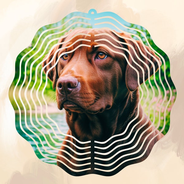 Chocolate Lab windspinner sublimatie wrap ontwerp png Kleurrijke aangepaste digitale bestandsdownloadsjabloon Personaliseer gazonornament veranda decor