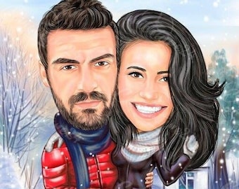 Christmas Caricature, Christmas Portrait, Caricature from Photo, Digital Portrait, Christmas Gift, Caricature Portrait, Personalized Gift