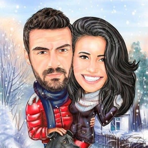 Christmas Caricature, Christmas Portrait, Caricature from Photo, Digital Portrait, Christmas Gift, Caricature Portrait, Personalized Gift