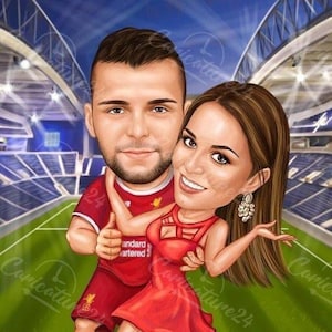 Caricatura de San Valentín de fútbol, obtén tu propio regalo de San Valentín de tu foto