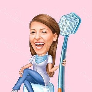 Dentist Caricature, Dentist Portrait, Caricature from Photo, Digital Portrait, Dentist Gifts, Caricature Portrait, Personalized Gift