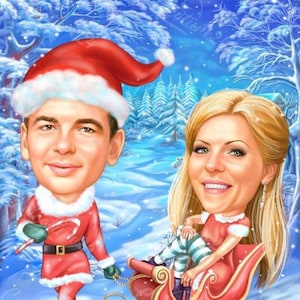 Couple christmas caricature, Personalised gift from your idea