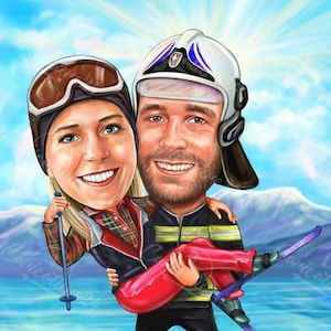 Personalised caricature for couples, Custom christmas gift from your idea