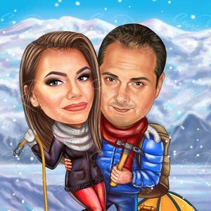 Winter caricature for couples, Decorate your home with a christmas caricature