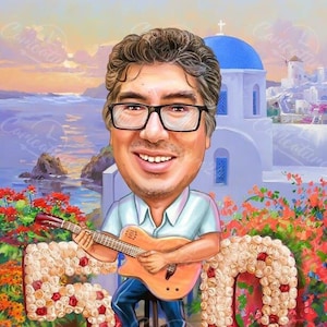 Personalisierte Geburtstags-Karikatur für Mann, personalisiertes Geburtstagsgeschenk vom Foto