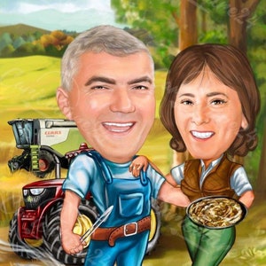 Farmer Caricature, Farmer Portrait, Caricature from Photo, Digital Portrait, Gifts for Farmer, Caricature Portrait, Personalized Gift