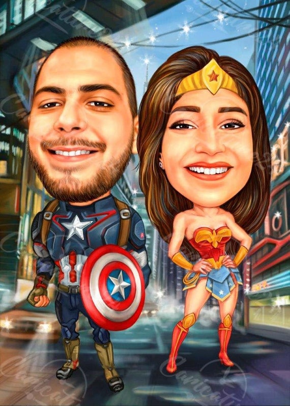 Customize Wonder Woman Digital Caricature Cartoon Portrait — Caricature  Story - Personalized custom digital cartoon caricature art and special gift  for every special occasion