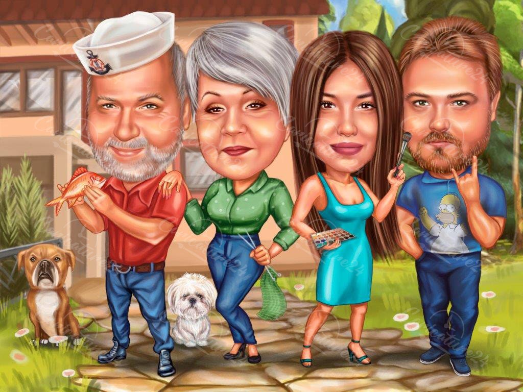 Custom Group Caricature Group Portrait Caricature from | Etsy