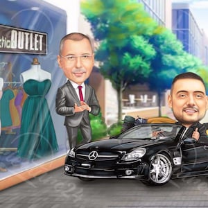 Caricatura de aniversário de amigo, retrato de aniversário, caricatura de foto, retrato digital, presente de aniversário, presente personalizado