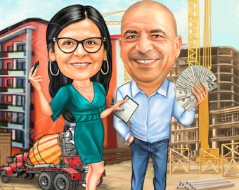 Personalisierte Kollegen Karikatur Porträt: Benutzerdefinierte Mitarbeiter Geschenk (Digitales Porträt)