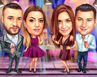 Custom Friends Caricature, Friends Portrait, Caricature from Photo, Digital Portrait, Friends Gift, Caricature Portrait, Personalized Gift