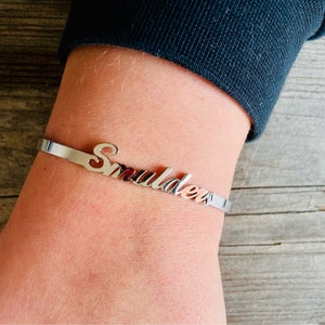 Personalized Name Bracelet - Bangle Cuff Bracelet In Rose Gold Silver - Personalized Bracelets For Women - Custom Bracelet - Gift for Her