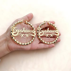 Personalized Name Hoop Earring - Customized Nameplate Hoops - Name Letters Round Earrings - Gothic Party Earring - Christmas Gift For Her