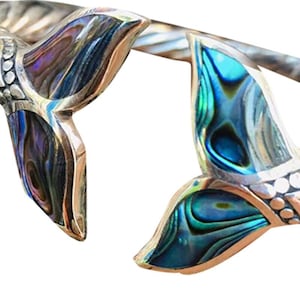 Mermaid Tail Bangle Bracelet for Women Adjustable Abalone Shell ...