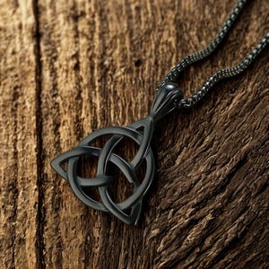 Black Irish Triquetra Trinity Knot Pendant - Celtic knot Necklace - Irish Celtic Jewelry - Necklaces & Pendants for Women - Gift for Her