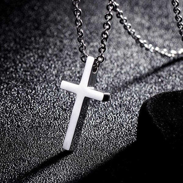 Titanium Steel Cross Necklace - Christian Cross Pendant - Catholic Religious Necklace - Minimalist Pendant - Charm Pendant - Gift For Her