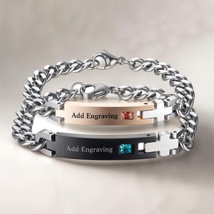 Couples Jewelry King & Queen Crown Couple Bracelets - His And Her 8mm Beads, Agate & Lava Stone Couples Bracelets Stainless Steel - Foto 7