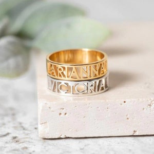 Personalized Name Ring - Stackable Rings In Sterling Silver, Gold And Rose Gold - Gift For Her - Best Friend Gift - Mothers Day Gift