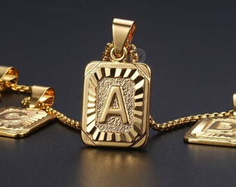 Gold Initial Pendant Necklace L Letter 