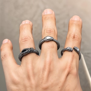 Vintage Punk Snake Ouroboros Ring - Creative Snake Animal Ring - Steampunk Snake Finger Band - Halloween Jewelry - Biker Ring - Gift For Him