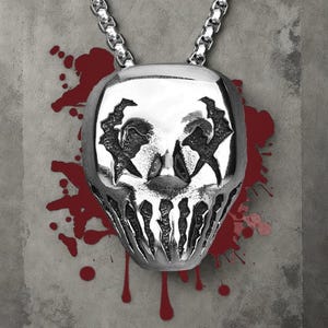 Scary Demon Clown Mask Necklace - Steampunk Clown Pendant - Punk Horror Necklace - Biker Pendant - Halloween Jewelry - Gift For Him
