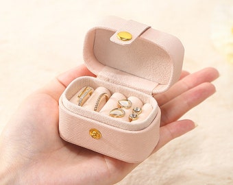 Mini Cute Portable Jewelry Box - Creative PU Jewelry Storage Case - Small Rings Organizer Box - Earring Box - Bridesmaid Gift - Wedding Gift