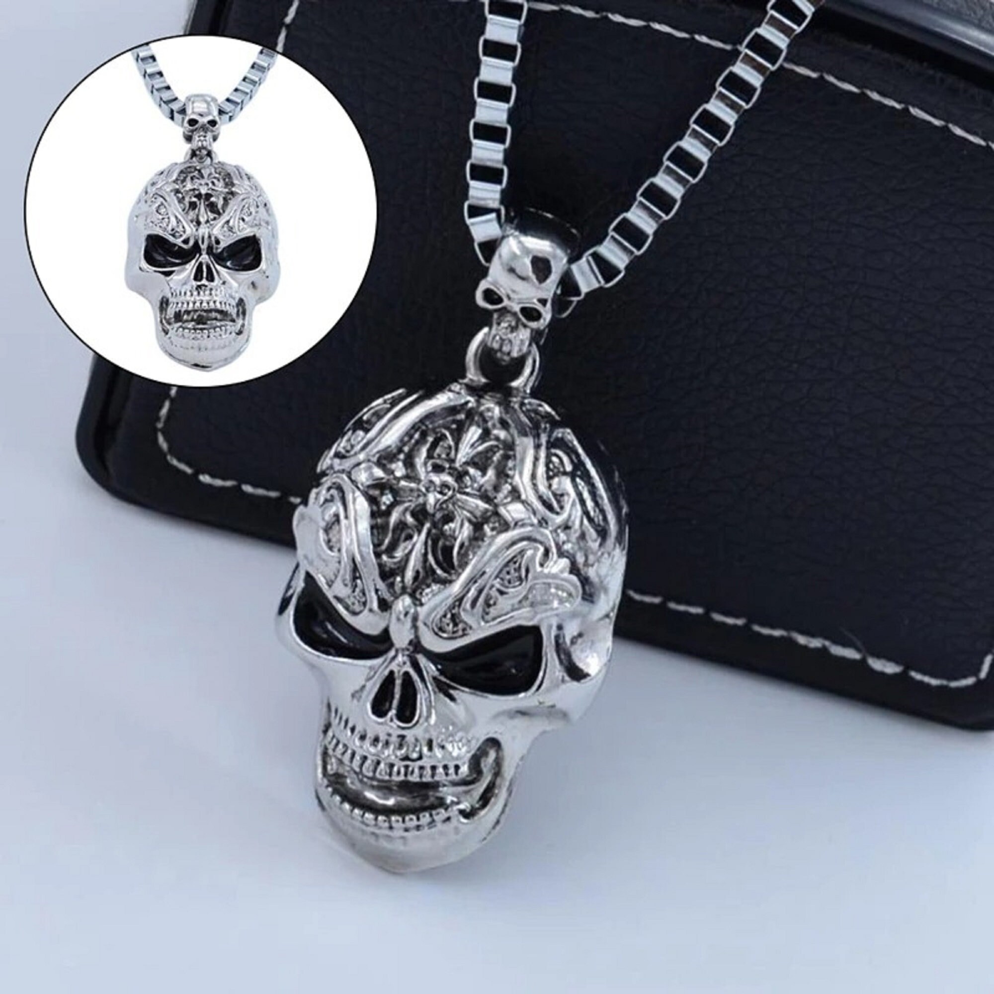 Vintage Retro Gothic Horror Halloween Skeleton Pendant Necklace Unisex Jewelry