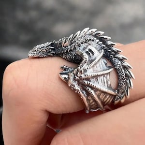 Viking Ouroboros Dragon Ring - Nordic Serpent Rings - Gothic Dragon Bone Rings - Punk Animal Ring - Retro Street Jewelry - Gift For Him