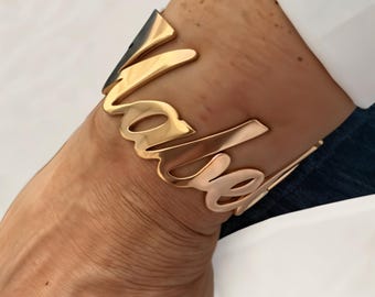 Custom Name Cuff Bracelet – Sterling Silver, Personalized Bangle