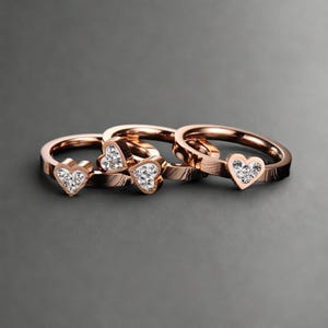 3 In 1 Four Leaf Heart Clover Ring - Minimalist Cubic Zirconia Heart Ring - Female Charming Jewelry - Statement Ring - Dainty Gift For Her