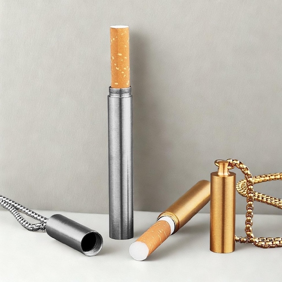 cigarette case necklace Stainless Steel Cigarette Case Necklace – Gothic Punk Biker Pendant