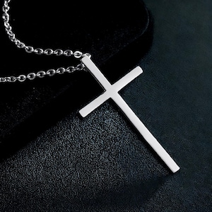 Titanium Steel Cross Necklace - Christian Cross Pendant - Catholic Religious Necklace - Minimalist Pendant - Charm Pendant - Gift For Her