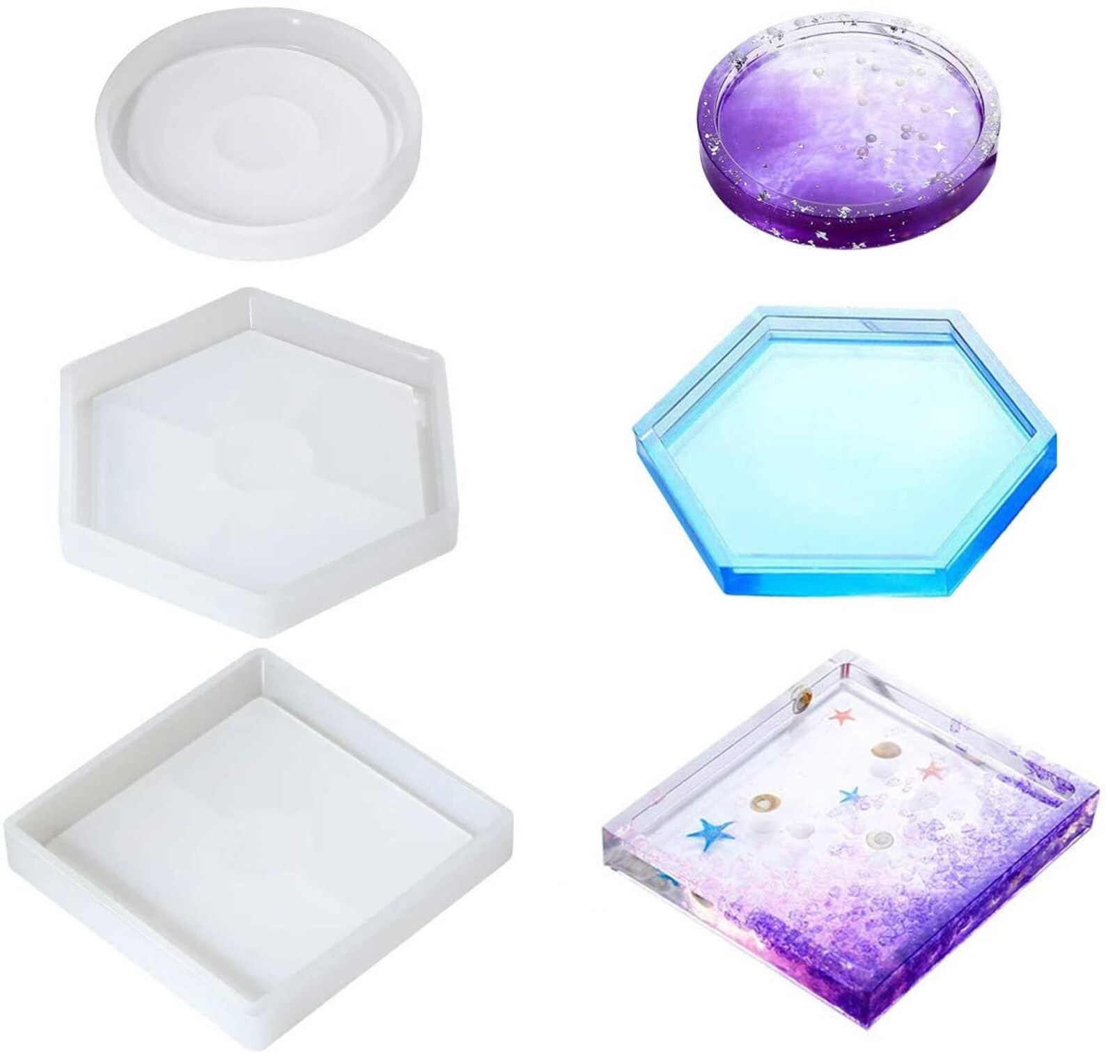 3 Pack DIY Coaster Silicone Molds for Resin Epoxy Resin for Etsy